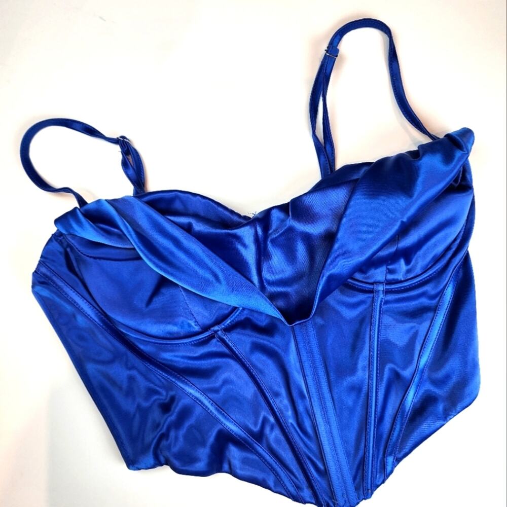 New Blue‎ Bustier Sexy Clubcore Spaghetti Strap Top Zipper Size S / 6